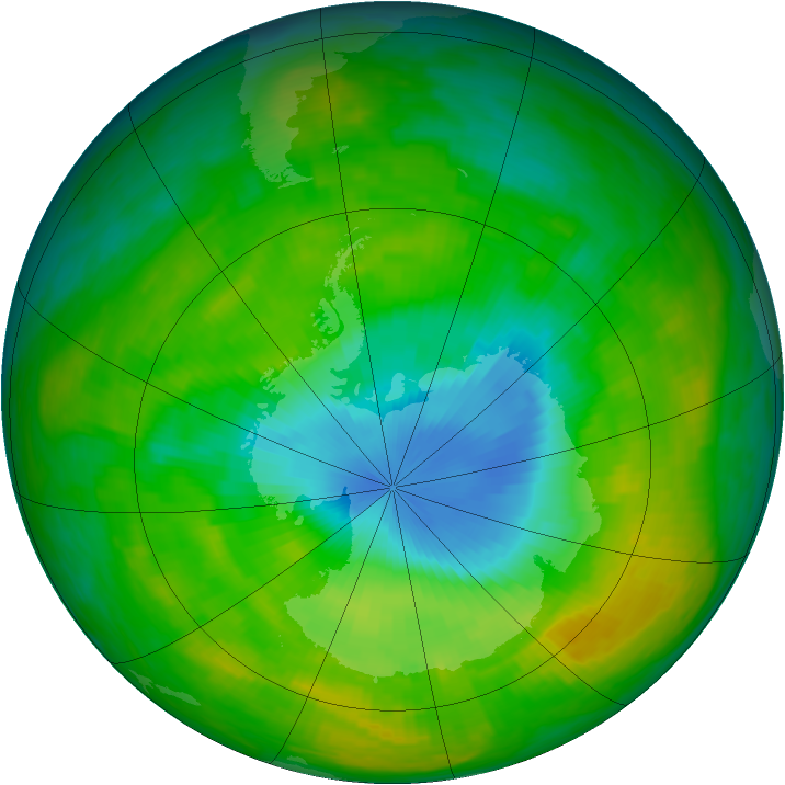 Antarctic ozone map for 01 December 1984